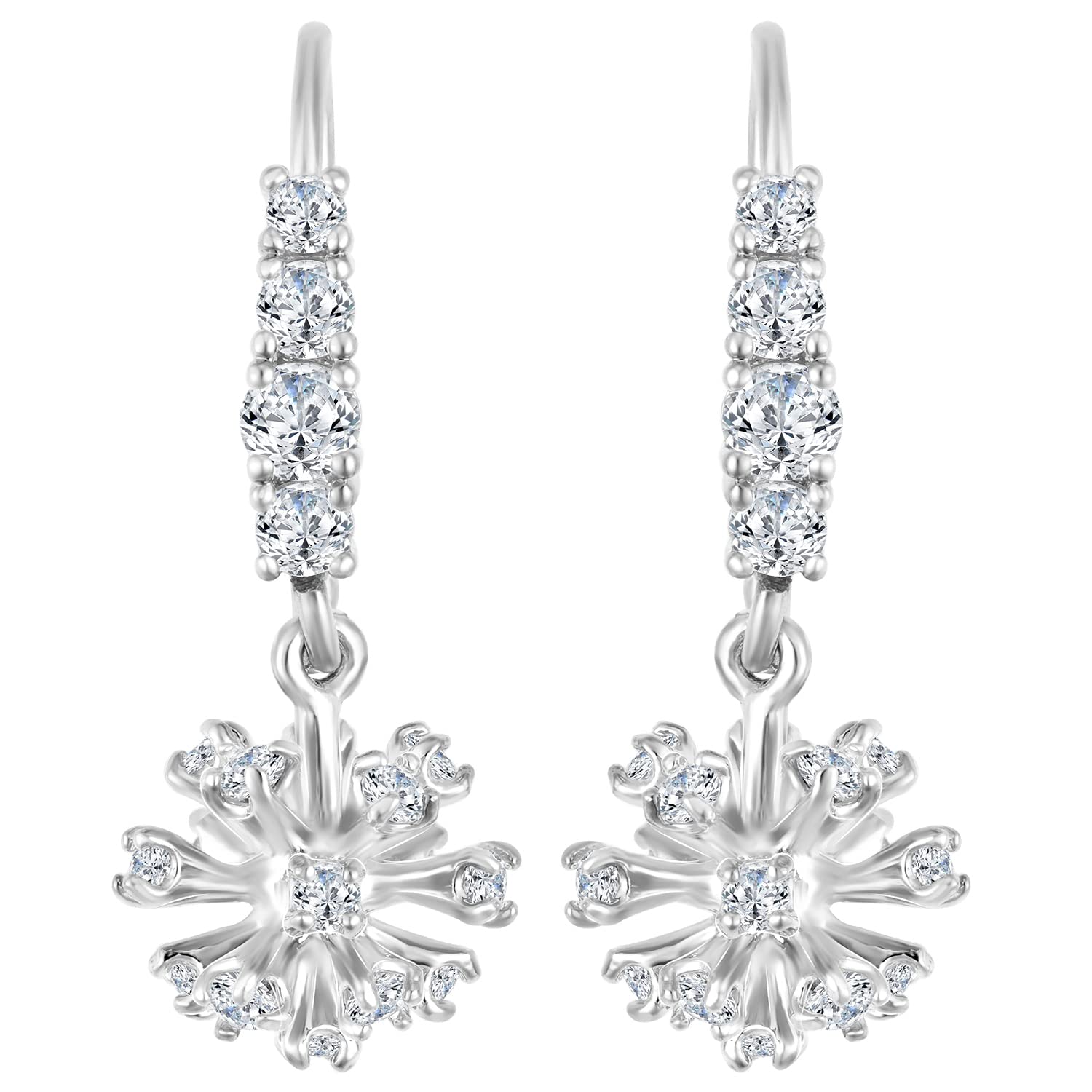 Peora Silver Plated White Cubic Zirconia Studded Dangle Earrings Fashion Jewellery Gift for Girls & Women (B0C53QZC8M) Amazon Price History, Amazon Price Tracker