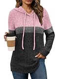 Womens Soft Ribbed Knit Hoodie Sweaters Long Sleeve Pullover Shirts Lightweight Cozy Fall Tops