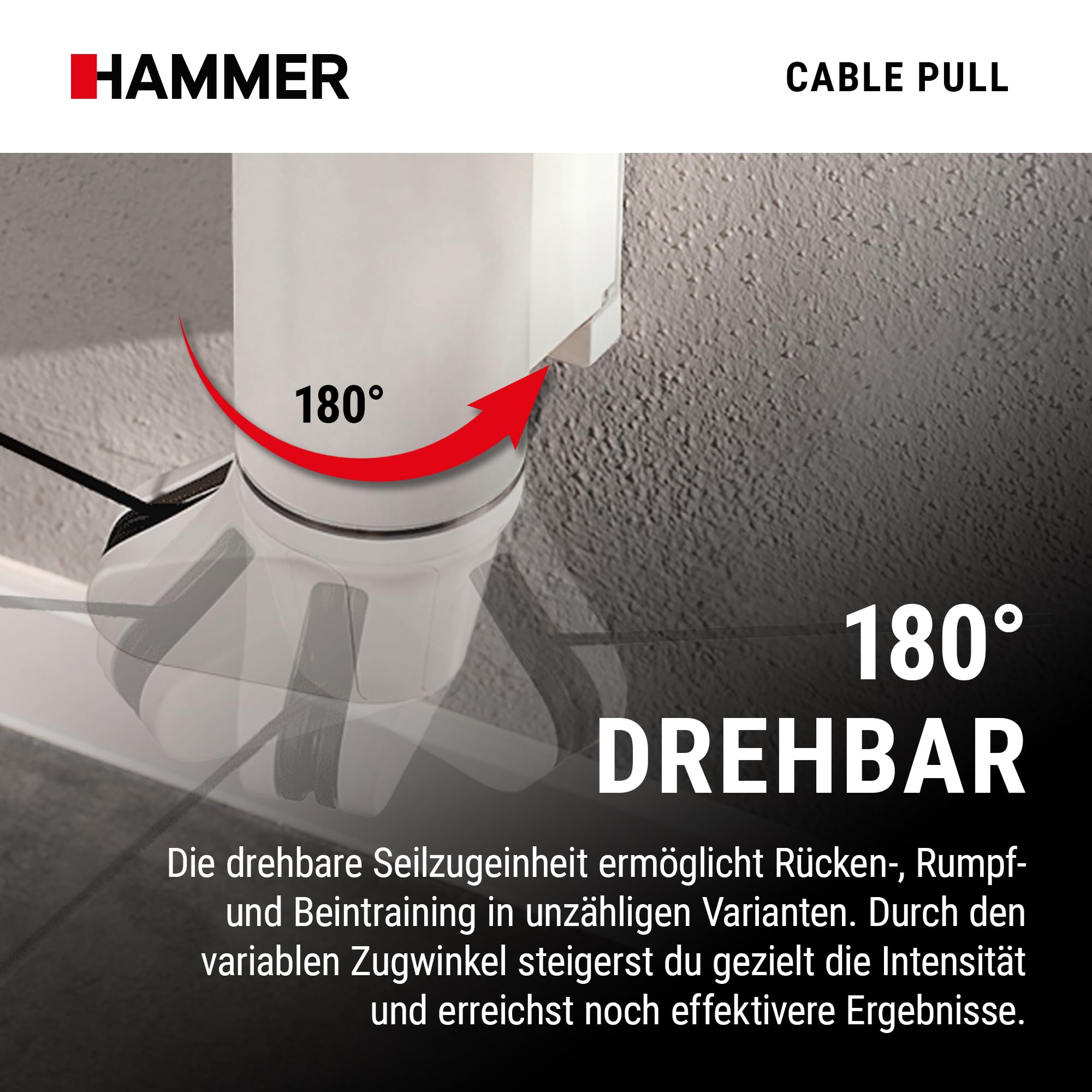 HAMMER Kraftstation Finnlo CablePull, Kabelzugstation, Kabelzug Trainer | Karfttraining Zuhause, 6 Widerstandsstufen, 146 cm Profi-Seilzuglänge, Seilzug 180° Grad drehbar, 9-fach höhenverstellbar