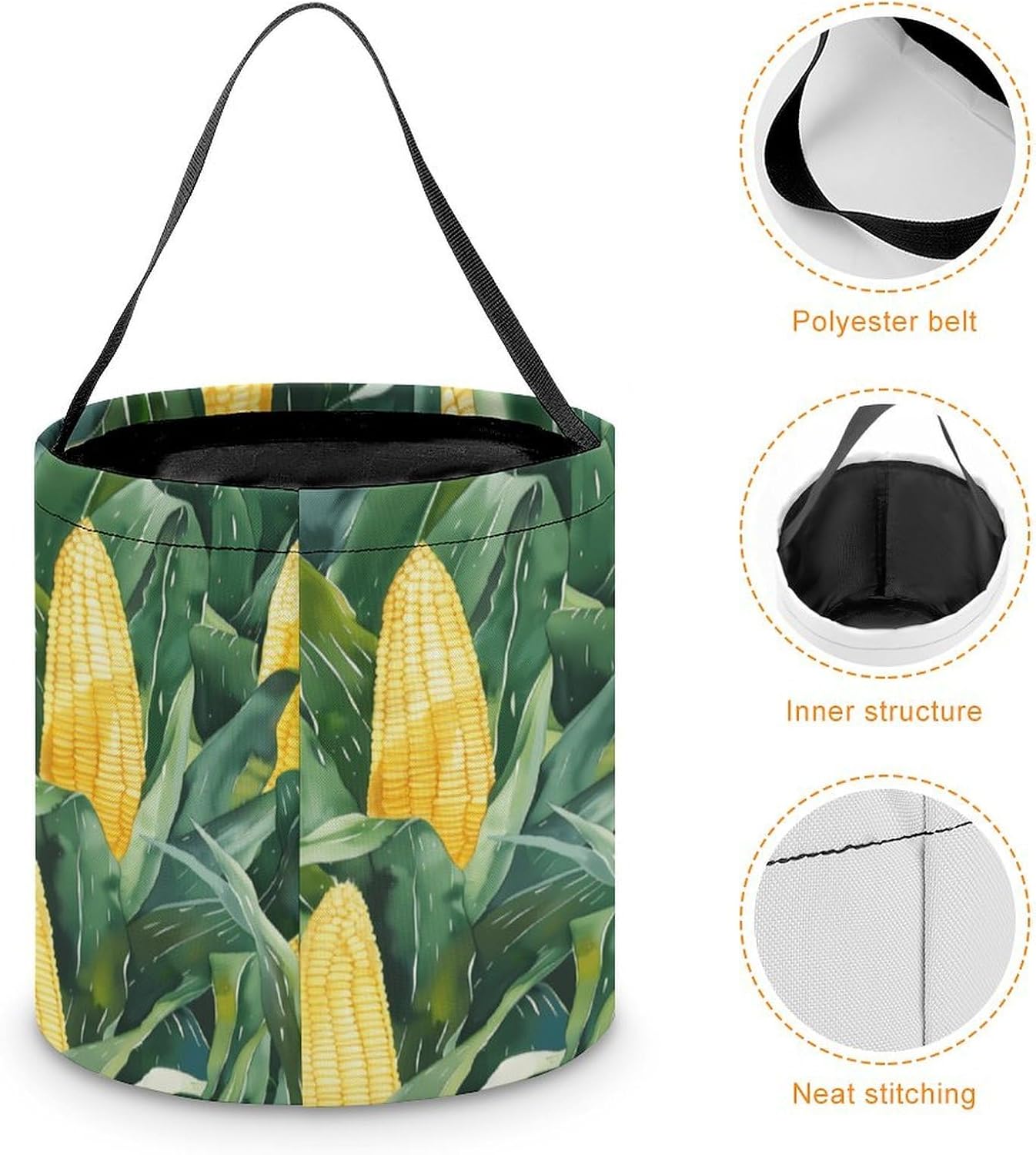 Corn Cobs Watercolor Halloween Treat Bag Reusable Candy Basket Tote Goody Bags Gift Party