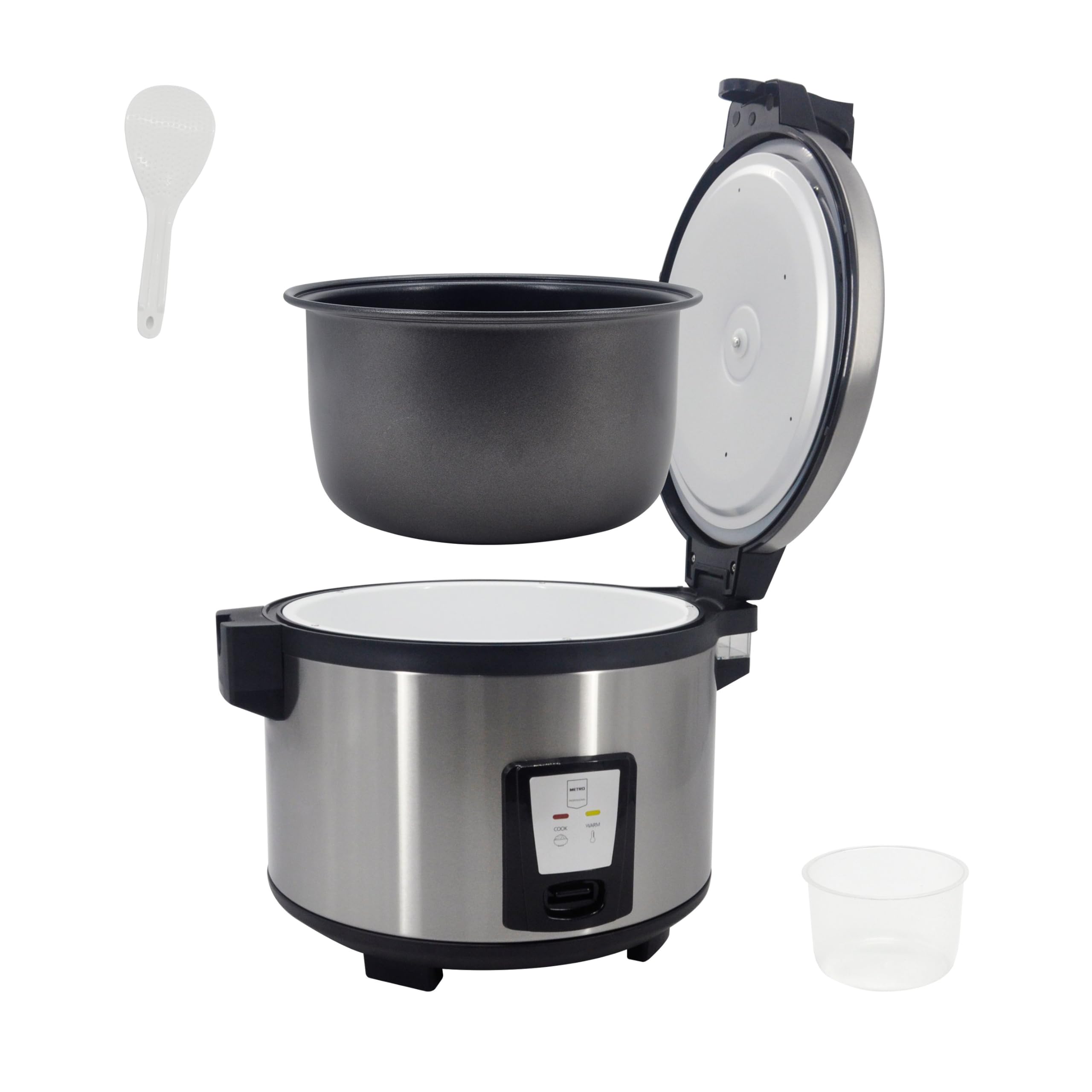 METRO Professional Cuociriso GRC1008, acciaio inox/plastica, 1250 W, 8 L, con manici resistenti al calore, argento