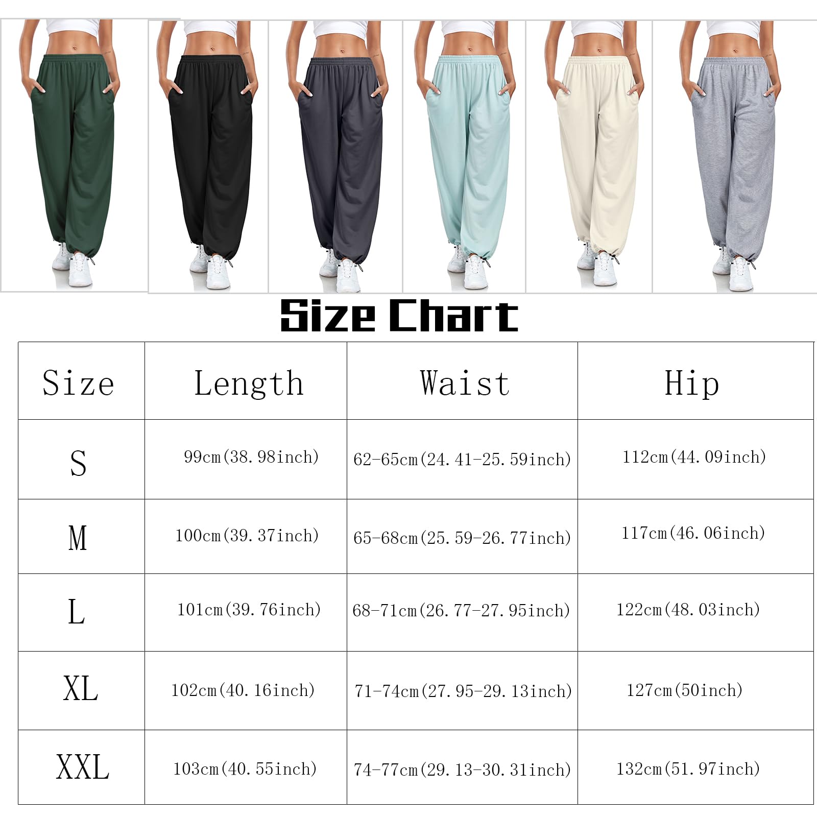 Enwokran Pantalon de Jogging Femme Pantalon de Survêtement Ample avec Poches à Taille Haute élasticité Sudation Réglable Casual Pant Pantalon de Sport D'été à Jambes Larges