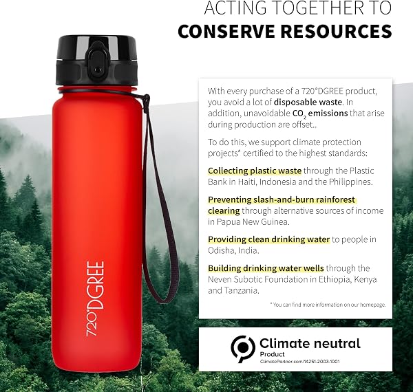 720°DGREE Gourde, Bouteille d’Eau “uberBottle“ +Tamis-Fruits – 350ml, 500ml, 650ml, 1l, 1,5l, 2l - Sans BPA, Étanche, Anti-Fuite, Réutilisable, Légère - Idéal pour École, Sport, Fitness, Gym, Travail - 5