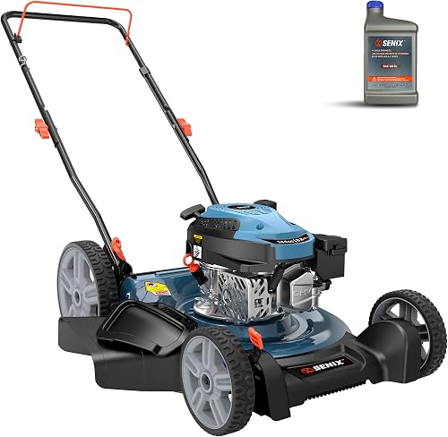 SENIX 21-Inch Gas Push Lawn Mower, 144cc, 2-in-1 Mulching
