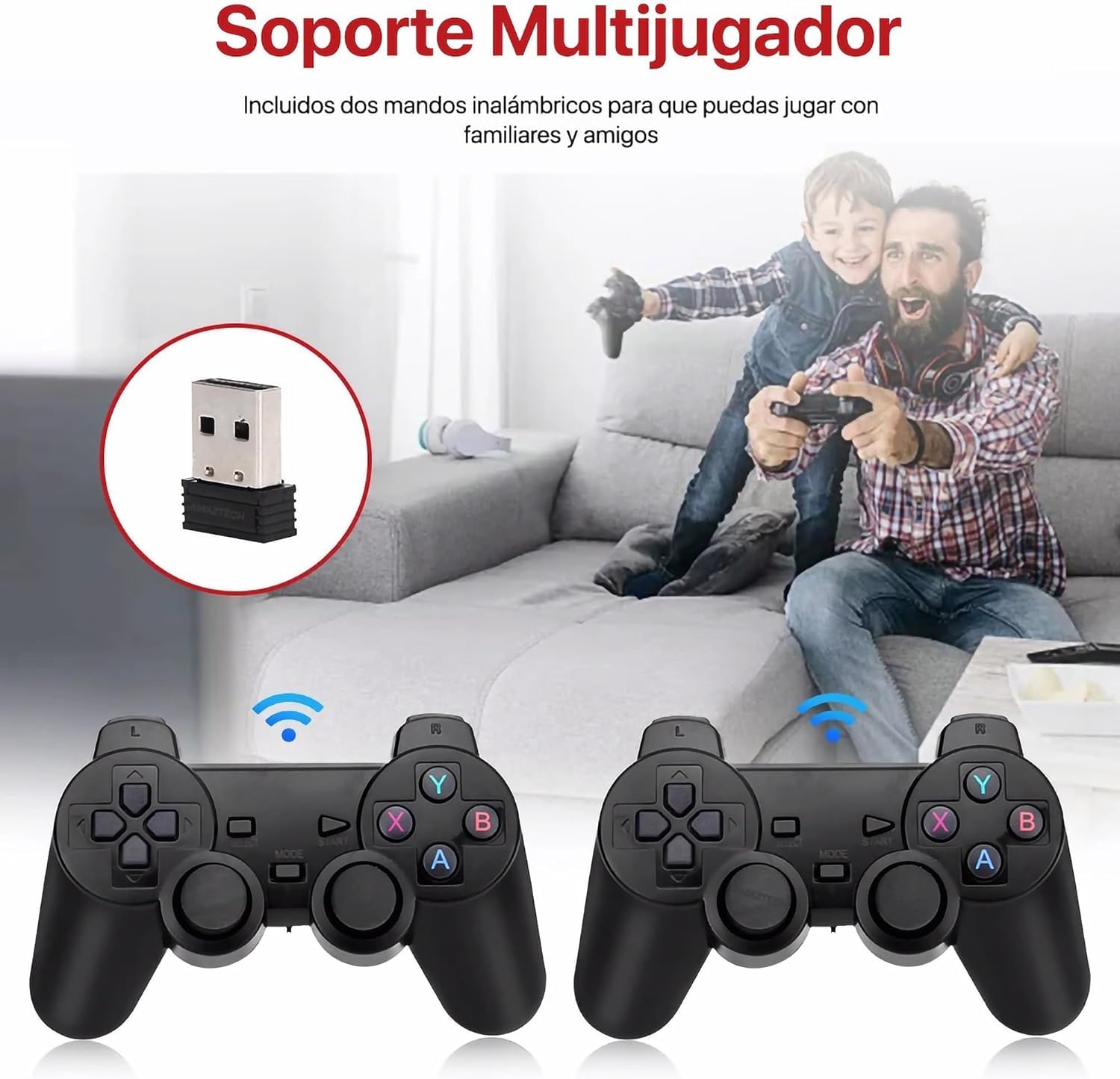 HARDISK Consola Retro 4K HDMI Portátil Conectable a TV - + de 25,000 Juegos Preinstalados - USB HD 64GB Arcade -2 Mandos Inalámbricos 2.4 GHz|Consola configurada y fácil de Usar