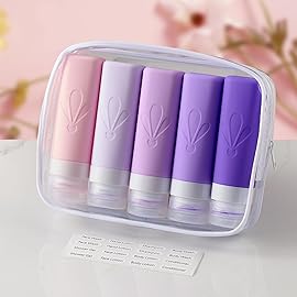 INSFIT Travel Bottles for Toiletries, TSA Approved 3oz Travel Size Toiletries, BPA Free Leak Proof Squeezable Silicone Tubes Travel Essentials for Shampoo Conditioner Lotion Soap