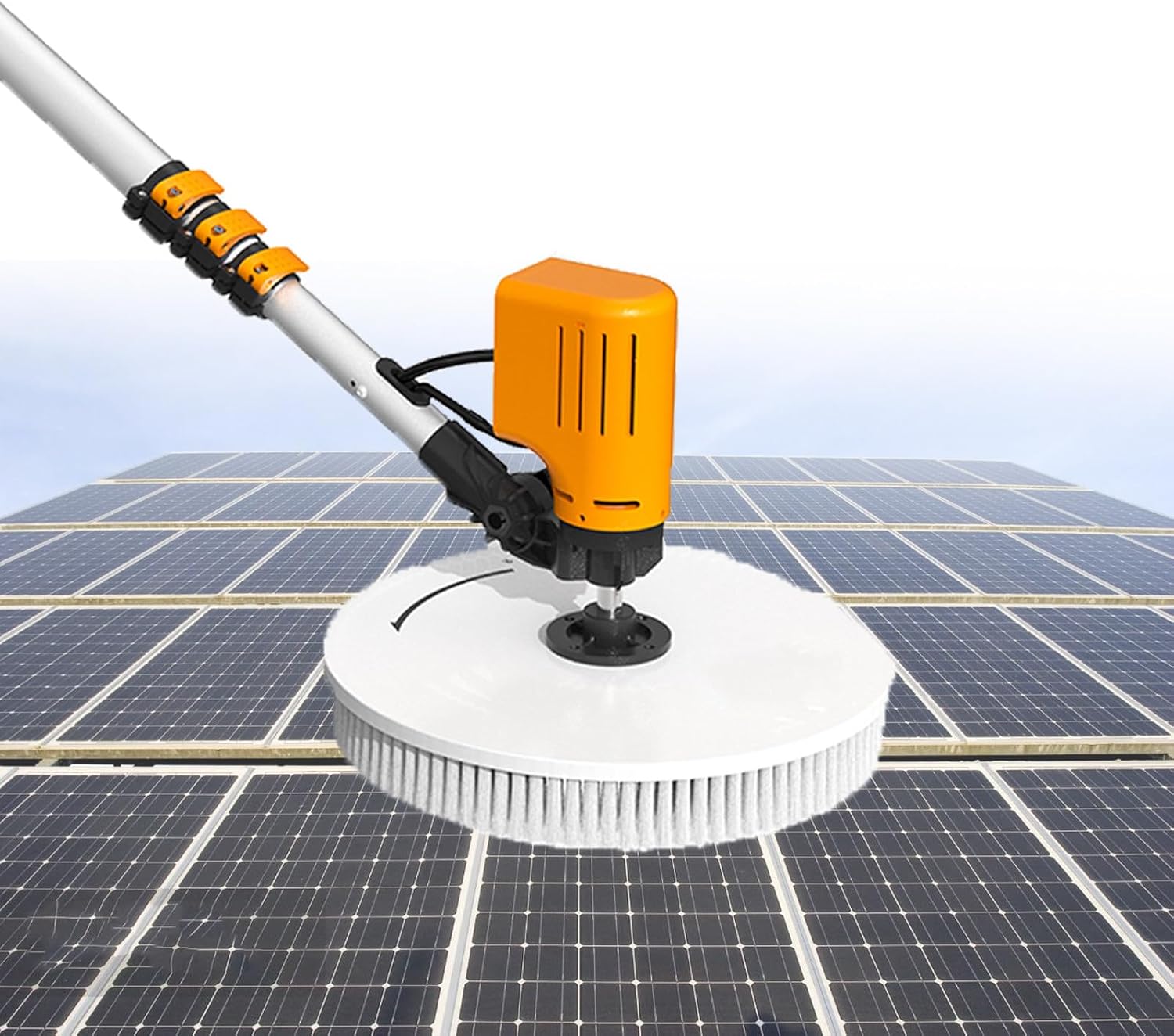 Brushless Motor Rotating Cleaning Brush, Single Head Solar Panel Cleaner, Automatic Water Supply Cleaning Kit,for Windows Glass, Billboards(use-7.5m)