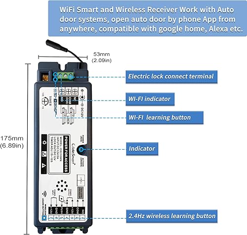 Miniatura 5 de Control de acceso WiFi de 2.4 GHz, fuerza de retención de 400 libras, kit de sistema de bloqueo magnético eléctrico de puerta con control remoto y