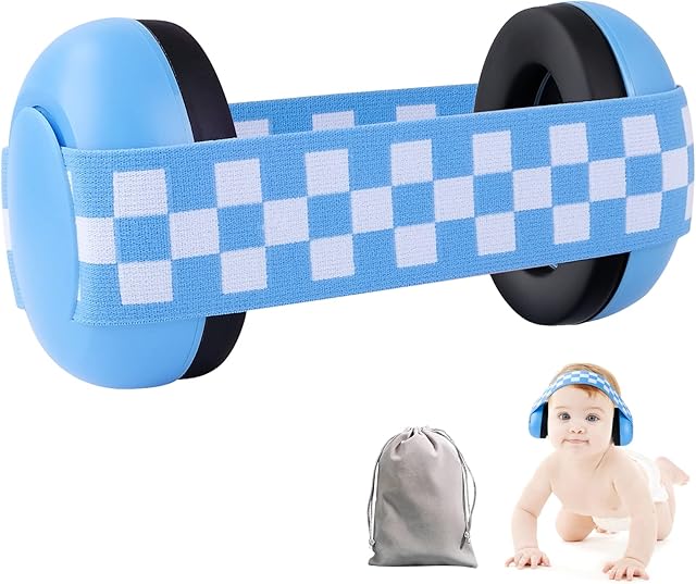Baby Ear Defenders, Adjustable Infant Noise Reduction Earmuffs, Baby Noise Cancelling Headphones from Age 0-2, Ear Defenders Toddler with Soft Cushion - Prevent Hearing Damage & Improve Sleep