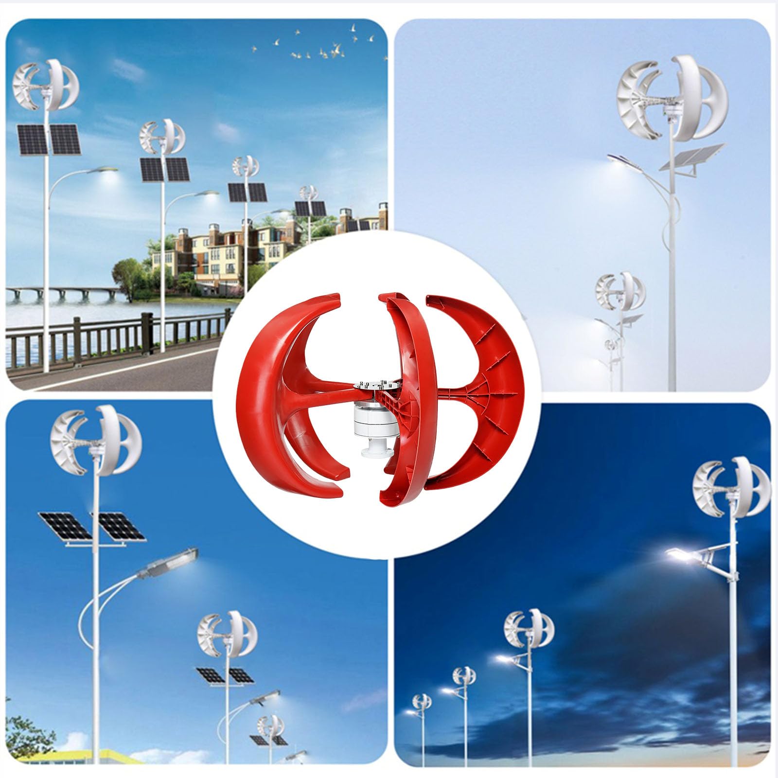 12V 24V 48V 220V Kit di generatore di turbina eolica Verticale, 6000w 5 Lanterna Lama Maglev Turbina eolica Generatore di mulini a Vento a Vento per casa/Barca/Fattoria