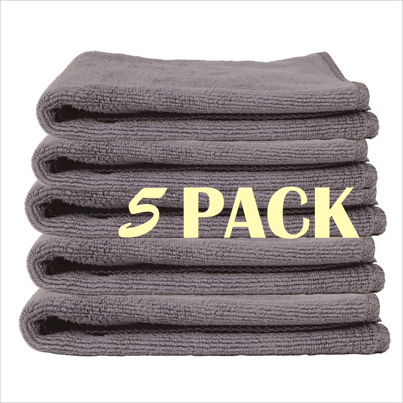 HBSTUDIOMicrofiber Cleaning Cloth Grey, 5 Pack Premium Microfiber Towels for Cars, Lint Free, Scratch-Free, Highly Absorbent, Reusable Cleaning Rags for Car, Household, Kitchen, Window, 30 x 30 cm