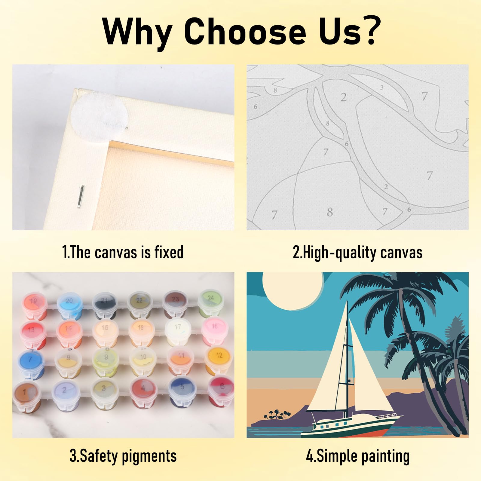 Jawecci Malen Nach Zahlen Set - 4 Sonnenuntergang Bilder Mit Rahmen Für Kinder & Erwachsene