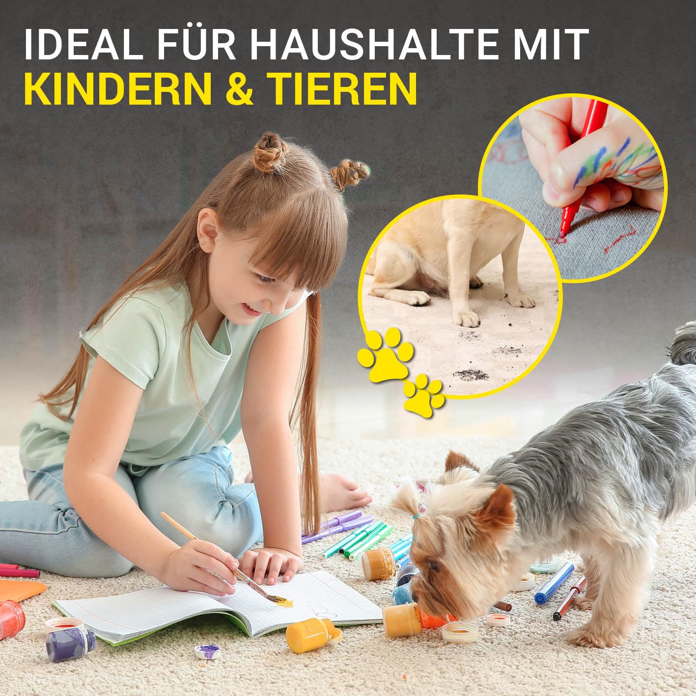 Waschsauger Portable Clean | Inkl. Reinigungsmittel | Polster- und Teppichreiniger, leicht und kompakt | Fleckenentferner, leistungsstarker 400 Watt Motor, Frisch- und Schmutzwassertank