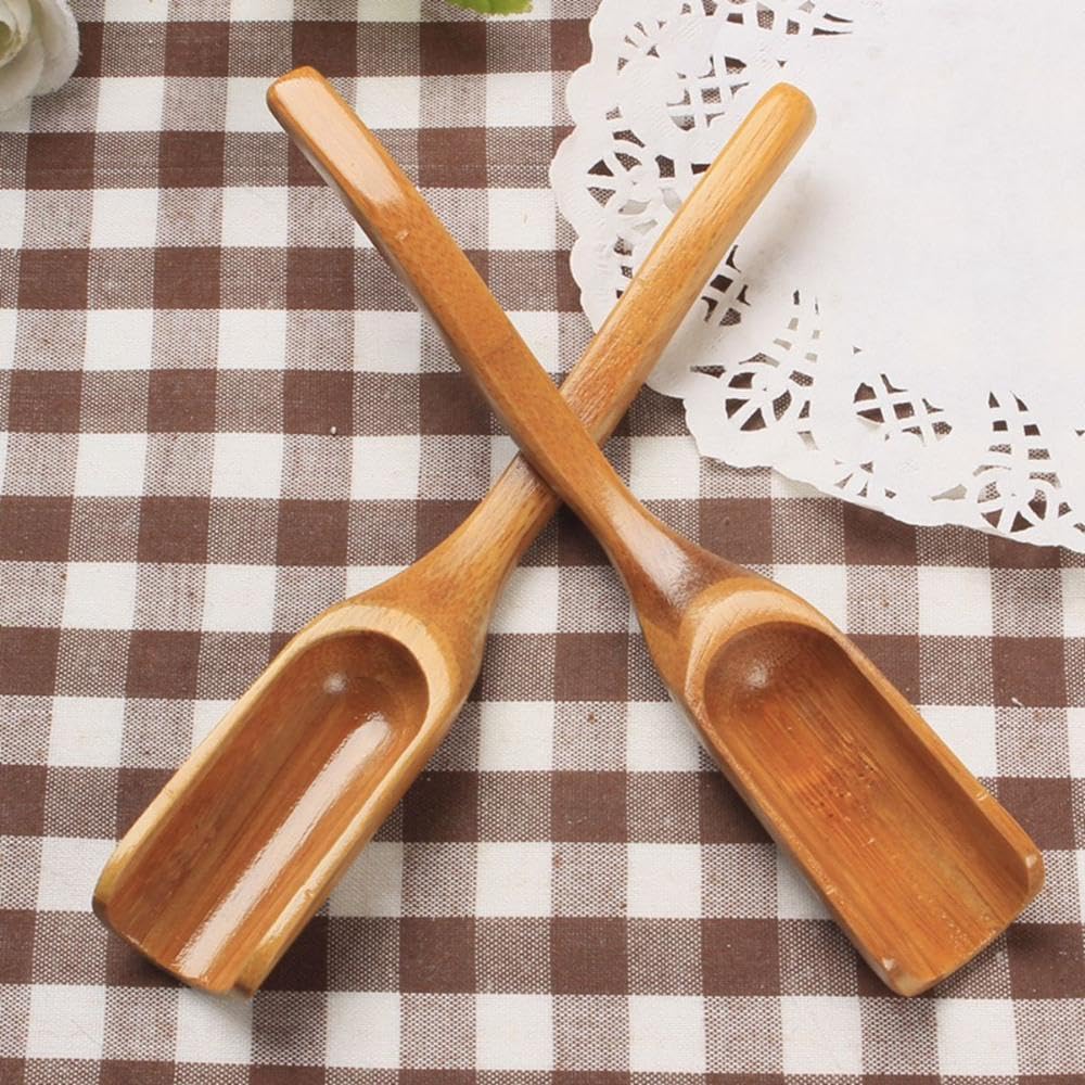Cuchara de té suelta de bambú, cuchara de café de madera, cuchara métrica de té suelta, cuchara de sal de azúcar para condimentos naturales, cuchara de té pequeña para el hogar