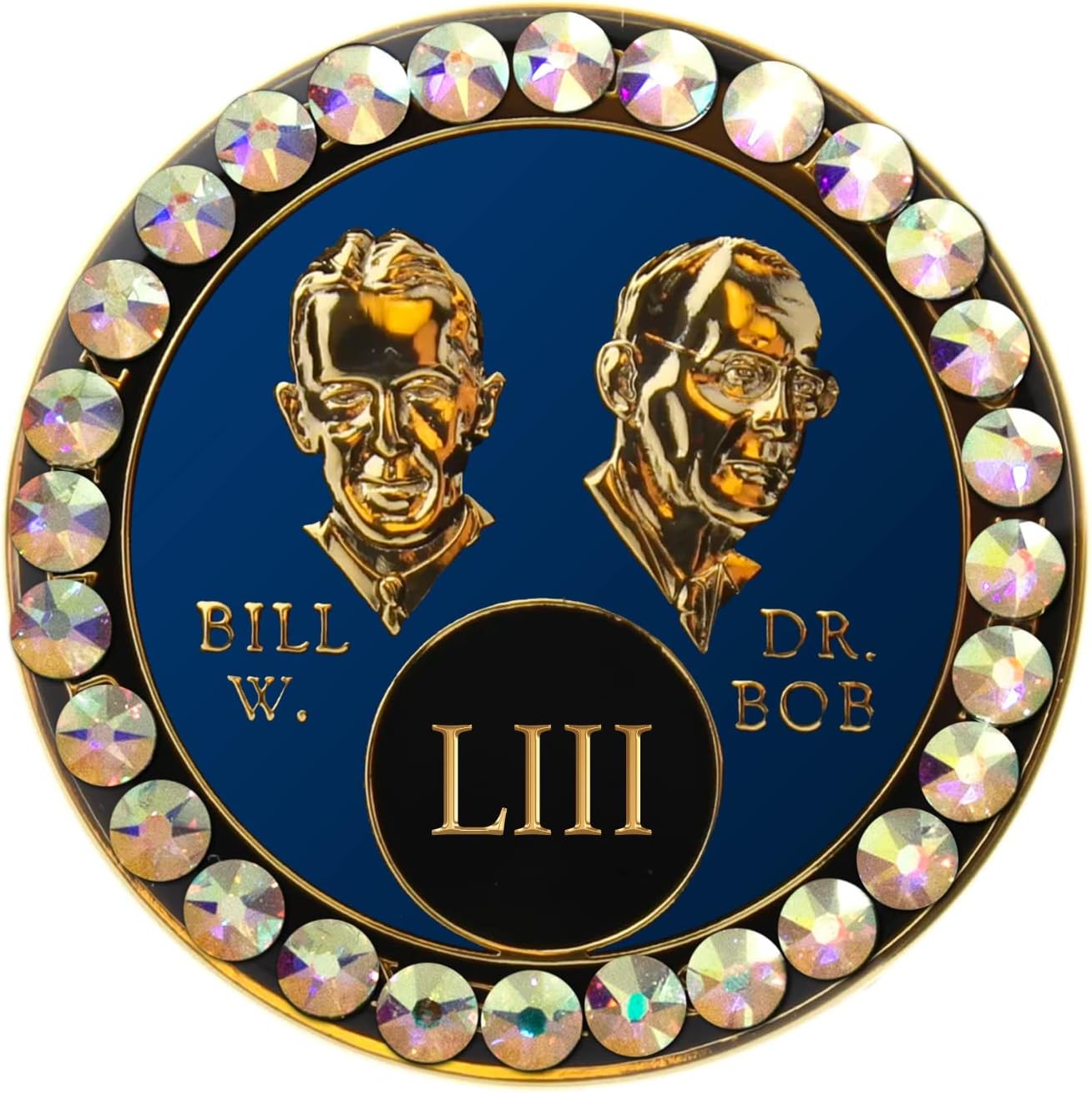Sobriety Chip AA Blue Bill & Bob Triplate Aurora Borealis Bling (20 Year)