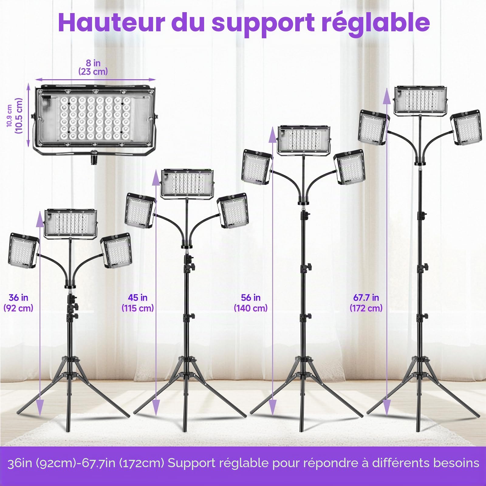 Lampe de Bronzage 144 LEDs Visage Corps Réglable Noir