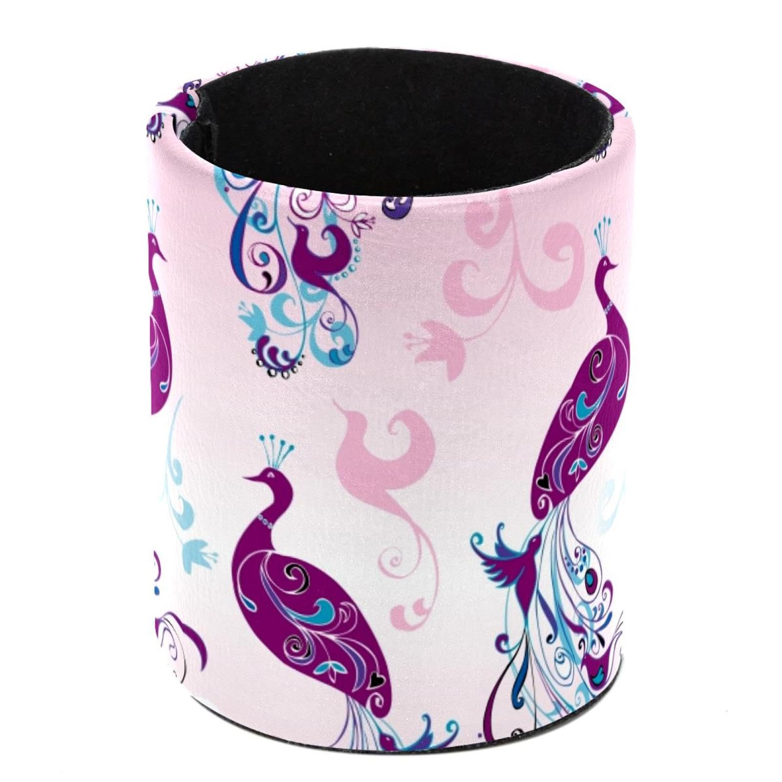 Porte-crayons paon en cuir synthétique chic pour bureau