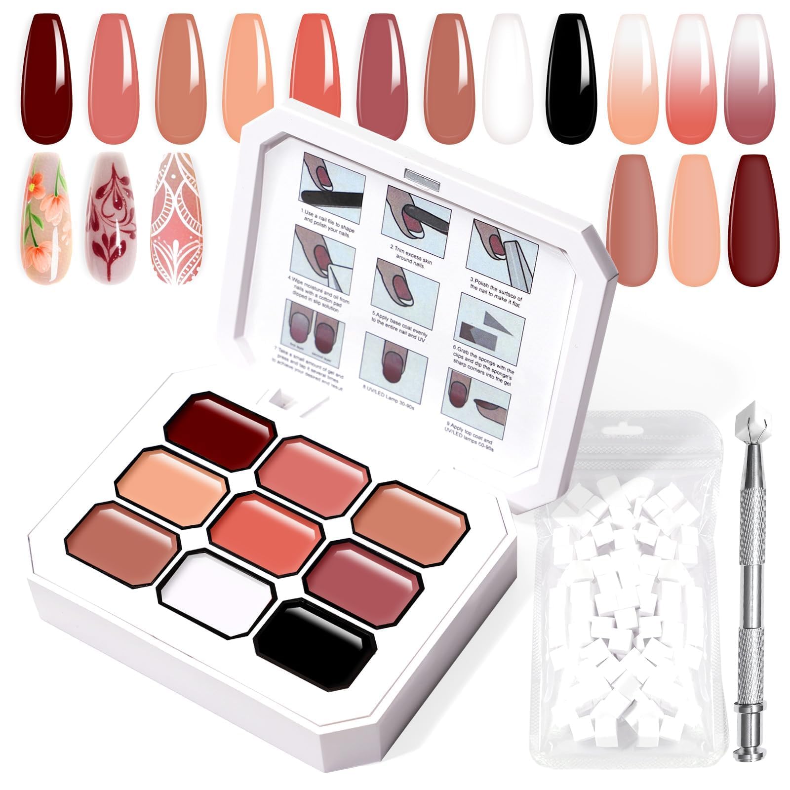 Amazon.com: U-Shinein 9 Colors Pat Painting Nail Gel Sponge Set