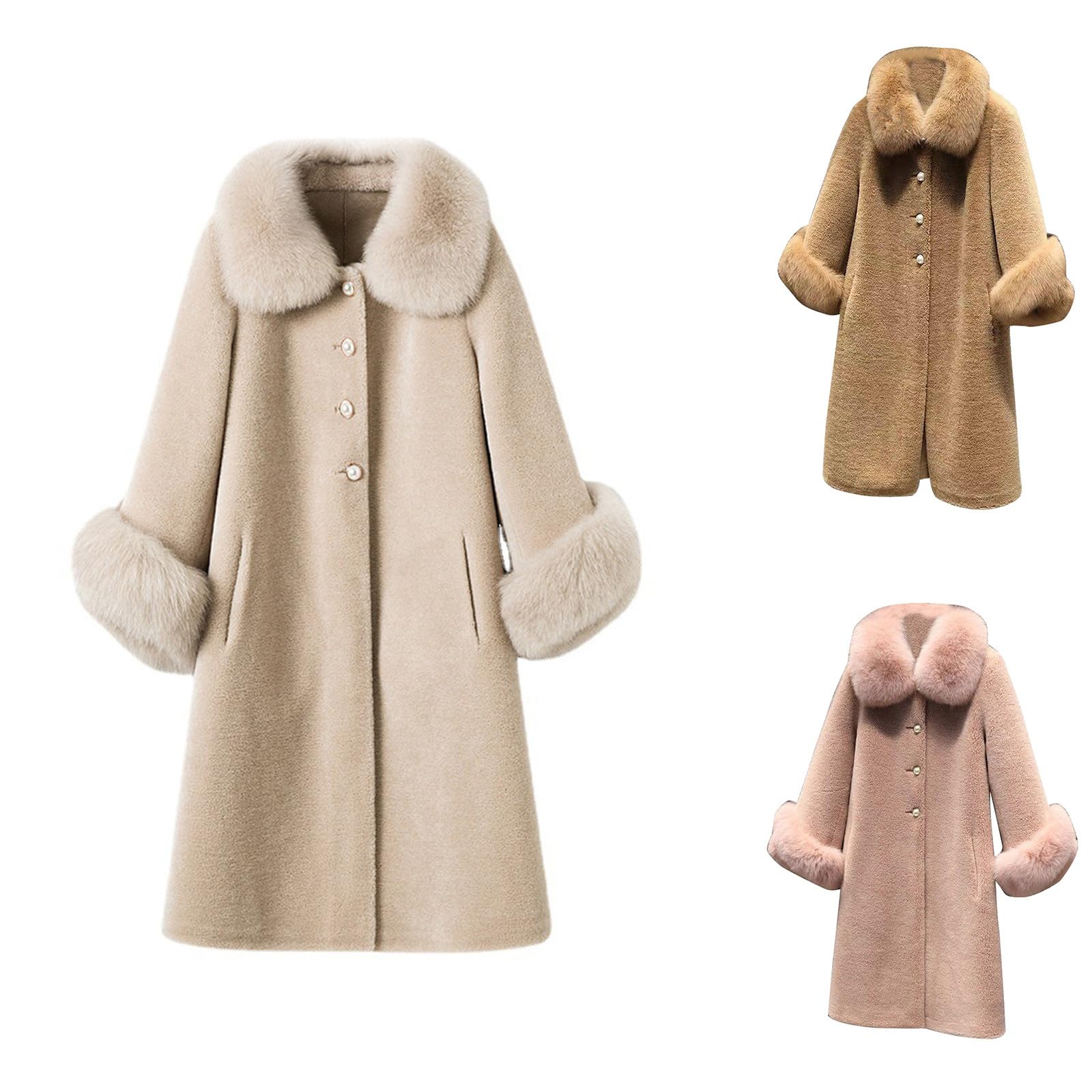 Kunstfell Mantel Damen Elegant Einfarbig Trenchcoat Dicke Warme Winterjacke Langarm Felljacke Kunstpelze Jacke Lange Pelzmantel Herbst Winter Pelzjacke Übergangsjacke Weich Wintermantel Fellmantel 3XL