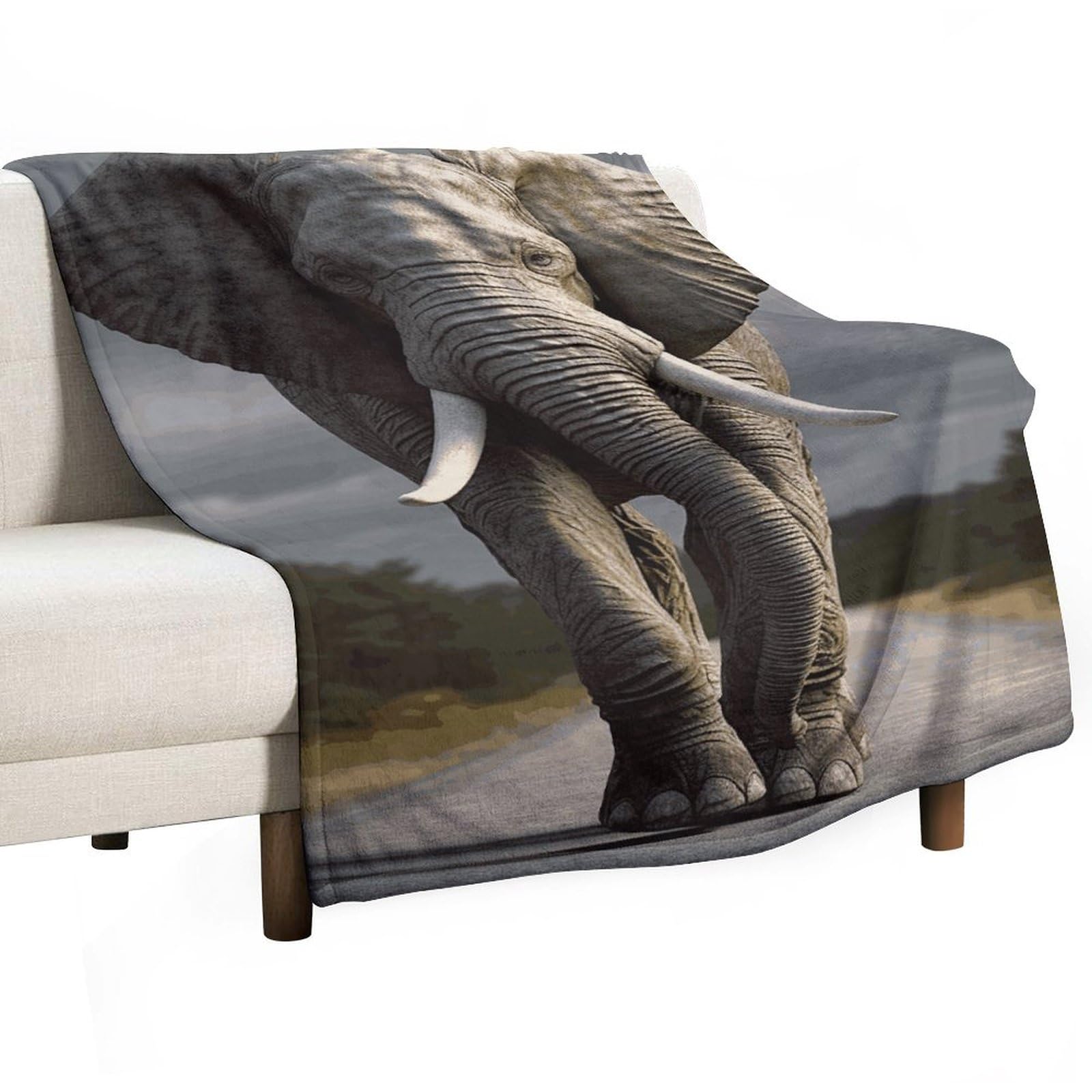Couverture éléphant anti-froid en flanelle douce et légère pour lit