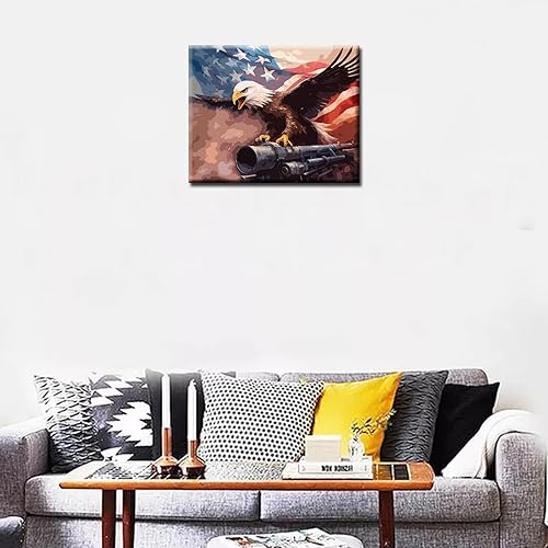 Miniatura 3 de Tucocoo Kit de pintura por números para el Día de la Independencia de la Guerra por números, pintura acrílica, lienzo, animales, kit de arte para