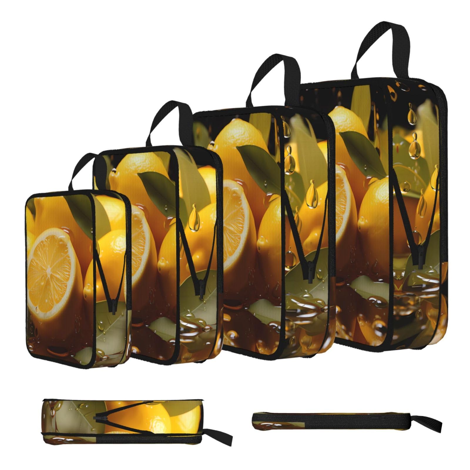 Sxzvvbn Black Fresh Lemon Compression Packing Cubes 4 Piece Set