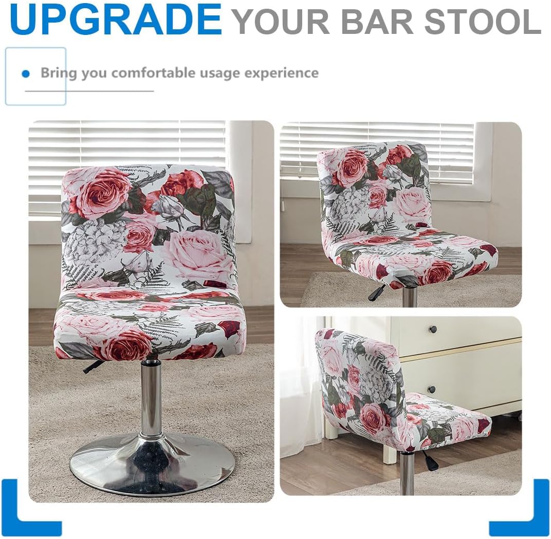 Levoberg Bar Stools Cover Set of 4 Printed Armless Swivel Barstools Slipcovers with Backs Stretch Square Counter Height Bar Stools Covers Mid Low Back Chair Cover for Kitchen Dining Room Bar #9