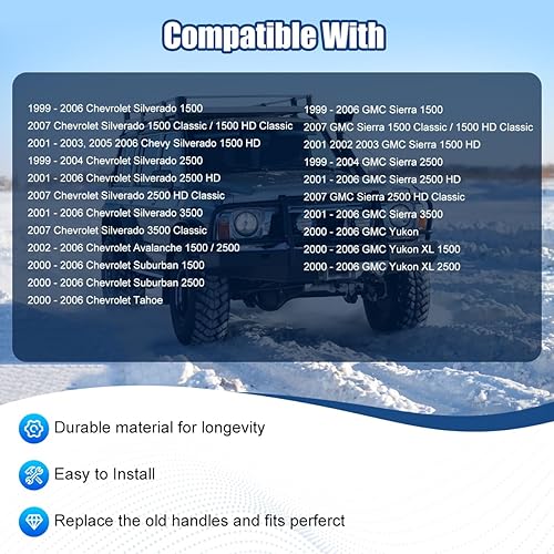 Miniatura 3 de NPAUTO Manija de puerta exterior delantera derecha, repuesto para Chevy Silverado Tahoe Suburban Avalanche 1999-2006, GMC Sierra Yukon XL 1500 2500,