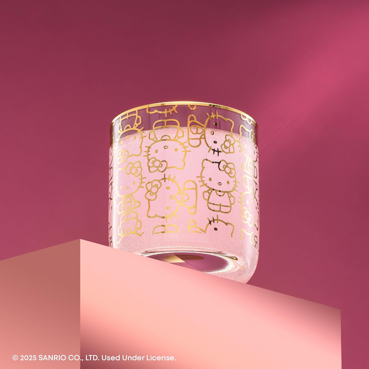 JoyJolt Sanrio Hello Kitty Charmed Short Glasses, 10oz Drinking Glass Cups Set of 2, Cute Short Glass Tumbler Set, Hello Kitty Stuff, Kawaii Gifts for Women