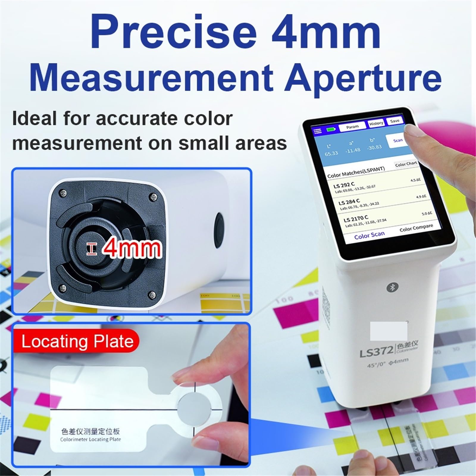 LS372 4-mm-Apertur-Touchscreen-Kolorimeter für Vergleich von Farbunterschieden im Labor für Druckpapierverpackungen