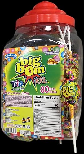 Americandy Big Bom XXl Duoble Bubble Gum - 80 unidades (Trio Three Sensations)