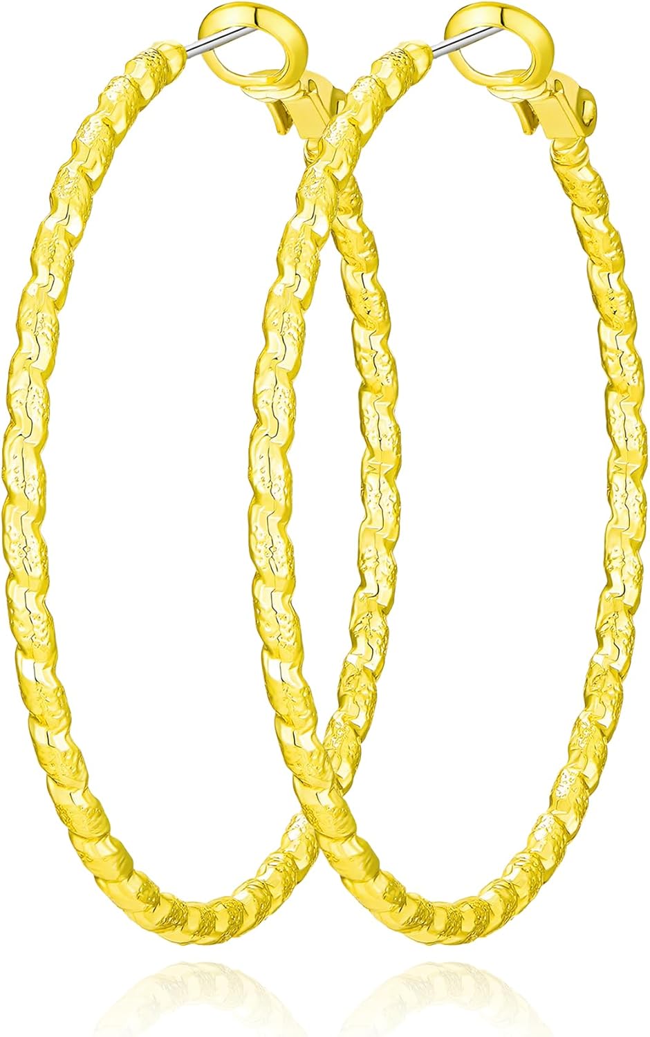 Gold Hoop Earrings for Women Trendy Real 14K Gold Plated Twisted Thin Huggie Hoops Large Big Gold Earrings Hoops Hypoallergenic Gift for Her