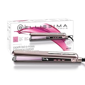 Bellissima Imetec B9 300, Plancha de pelo para peinado liso u ondulado, revestimiento de cerámica, regulación de la temperatura de 150 ºC a 230 ºC, sistema de calentamiento rápido