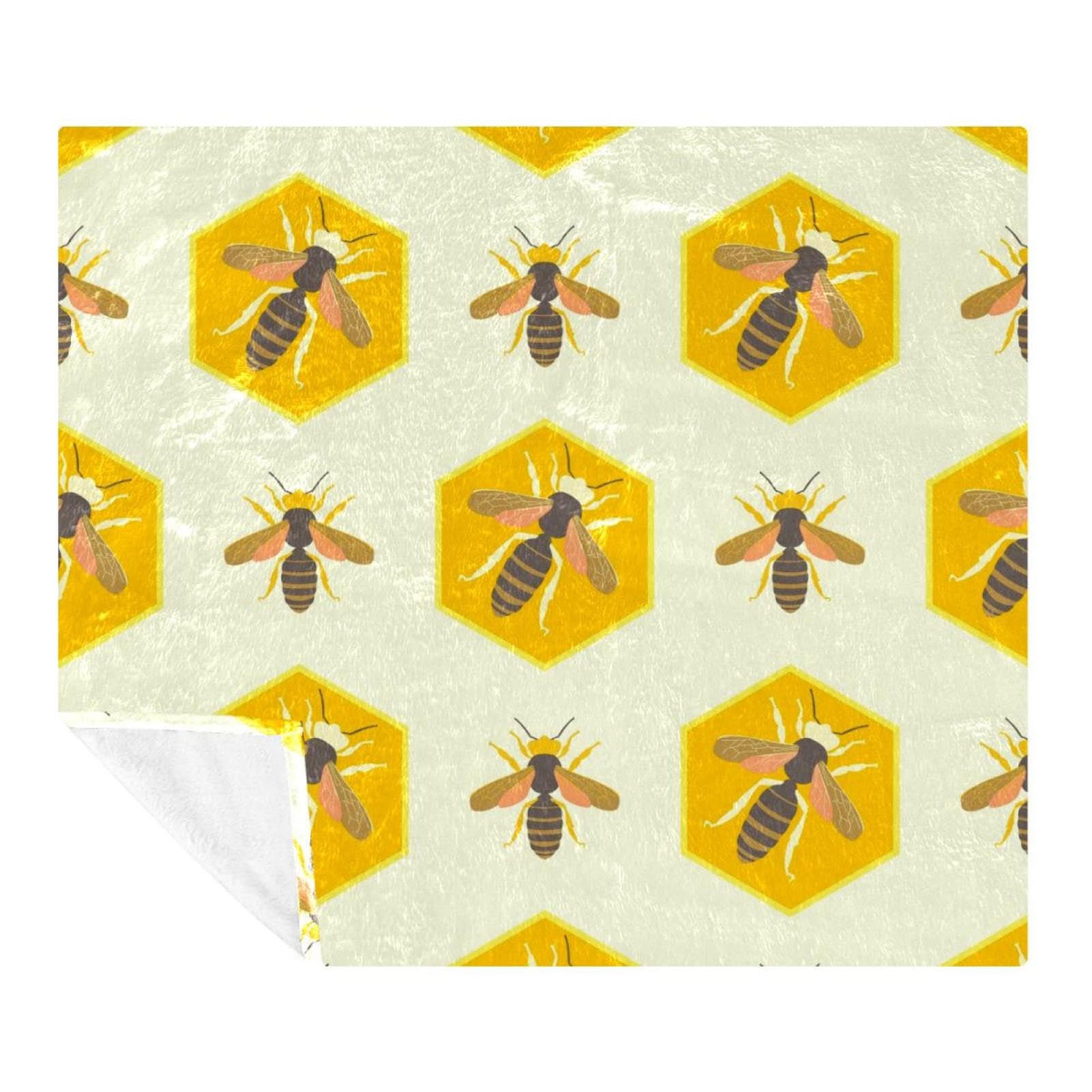 Couverture polaire légère motif abeille pour vos soirées cocooning