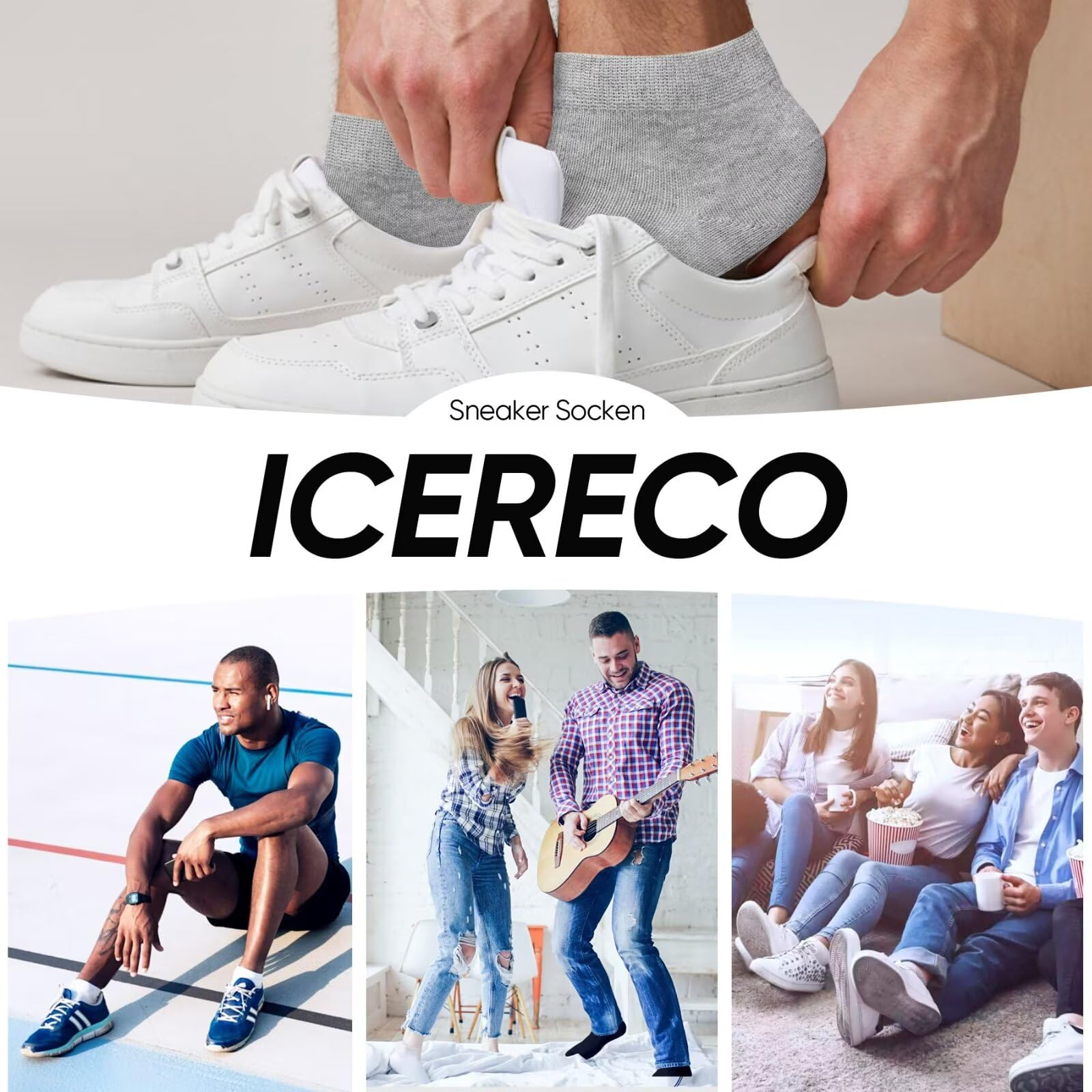 IceReco 6/10 Paia Calze Uomo Corte Cotone Estivi Calzini Donna Corti Sportive Fantasmini Running Trekking Tennis Elastiche