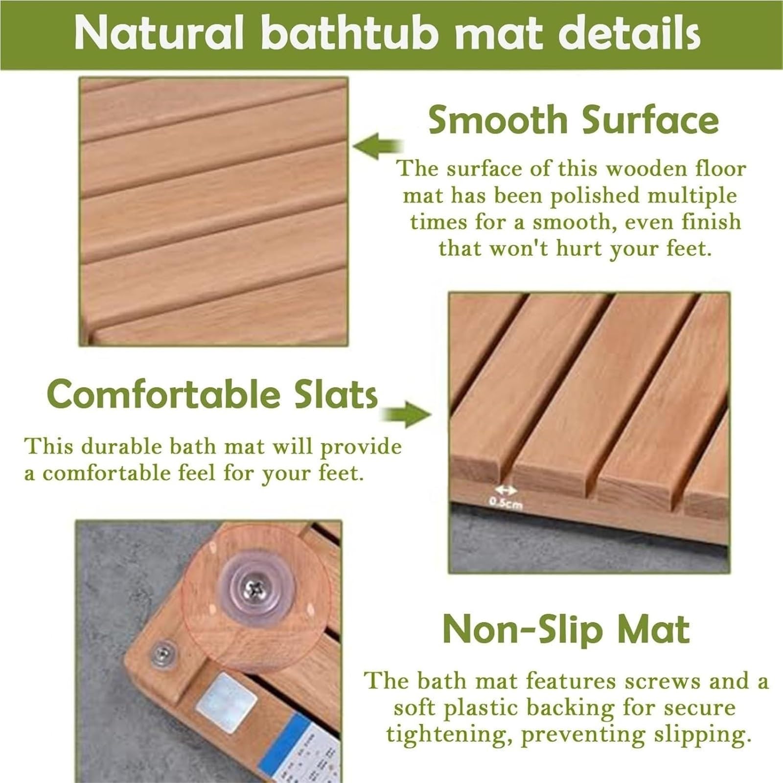 Alfombrilla de baño plegable de madera, protector de ducha para sauna, decoración de baño, antideslizante, ecológico, accesorio para el hogar, resistente al agua, cubierta de suelo