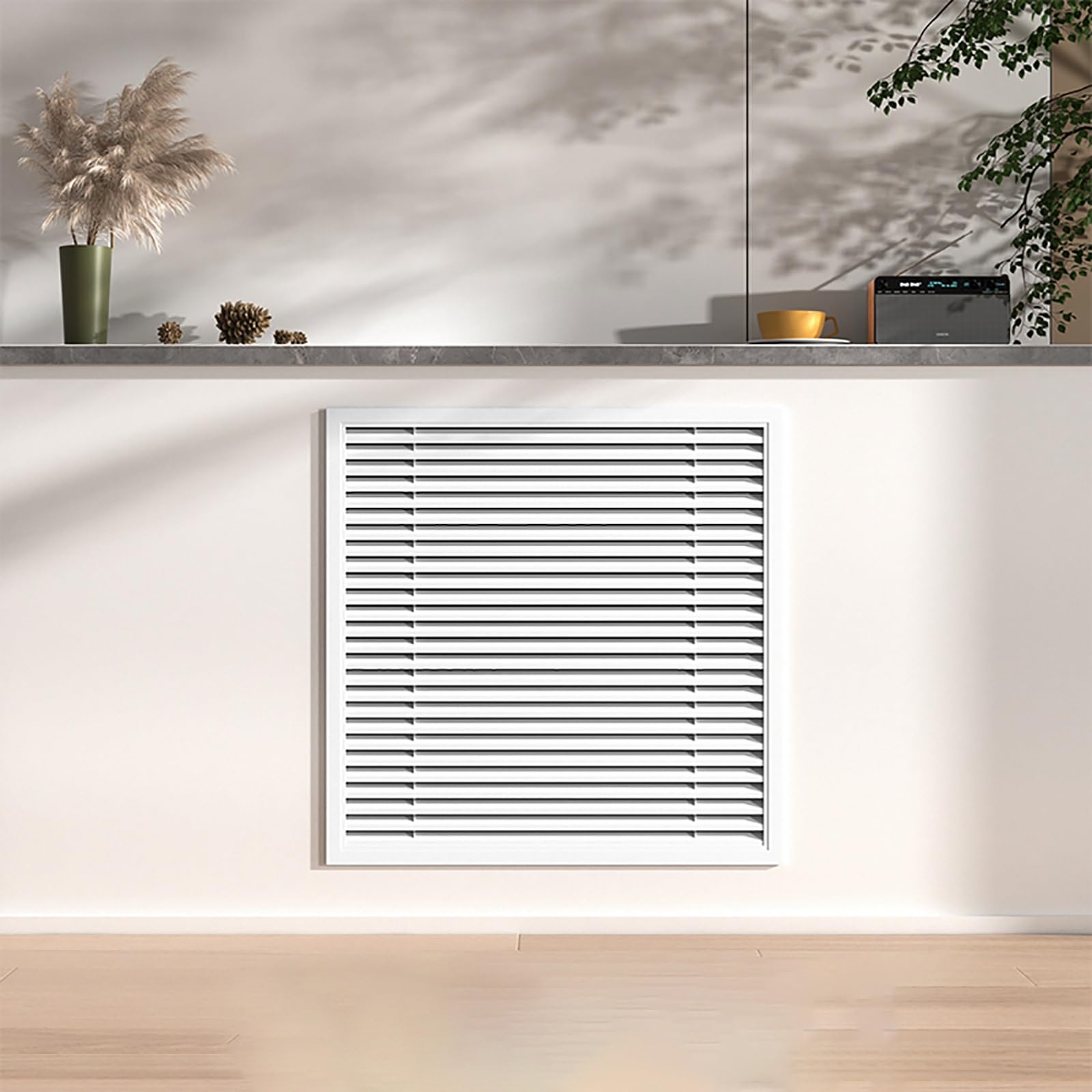 Cubierta de radiador de MDF blanco de 60 pulgadas para ocultar tubos