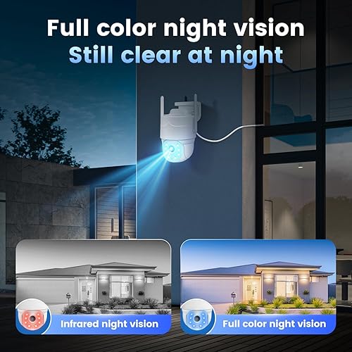Miniatura 8 de Cámara de seguridad celular 4G LTE para exterioreshogardomo, sin alimentación de cámara WiFi, vista panorámica de 355, detección de movimiento y