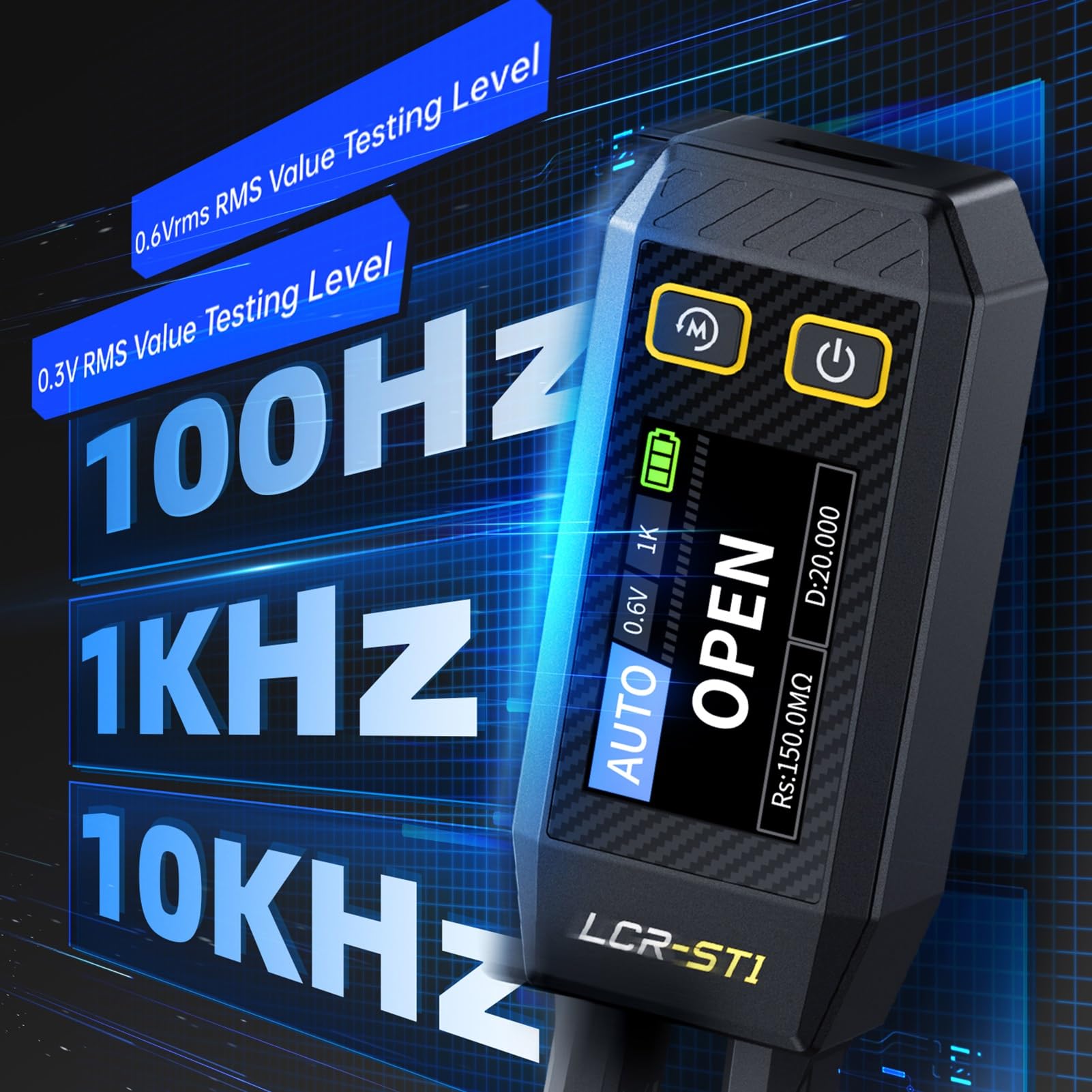 DEWIN LCR Medidor Smart Bridge Tweezer,10KHz LCR Meter Tweezer Mini Smart SMD Tester LCR Medidor Resistencia Inductancia Capacidad Prueba de Componentes
