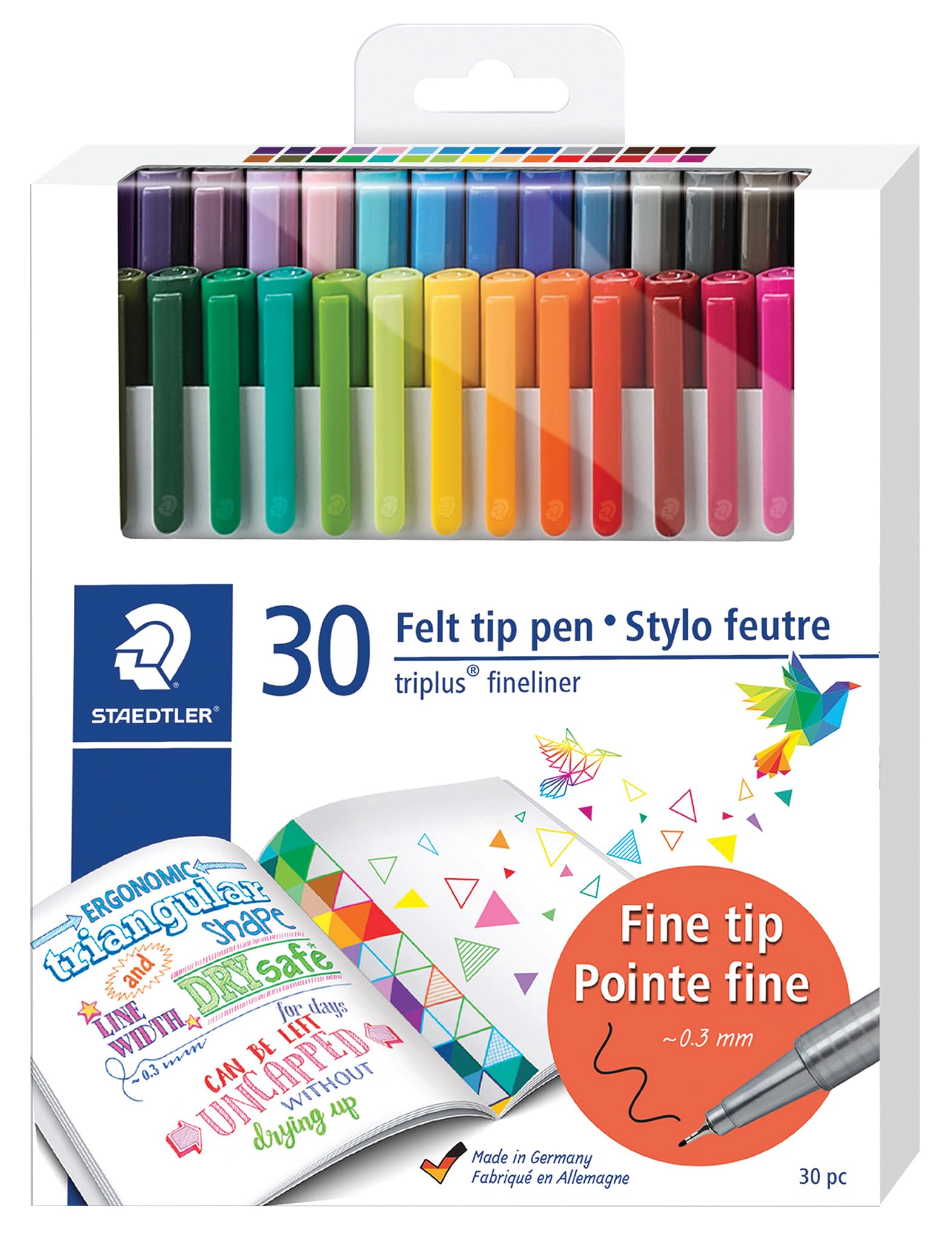 STAEDTLER Fineliner triplus Writing Pens - 30 Count Fiber Tip Pens