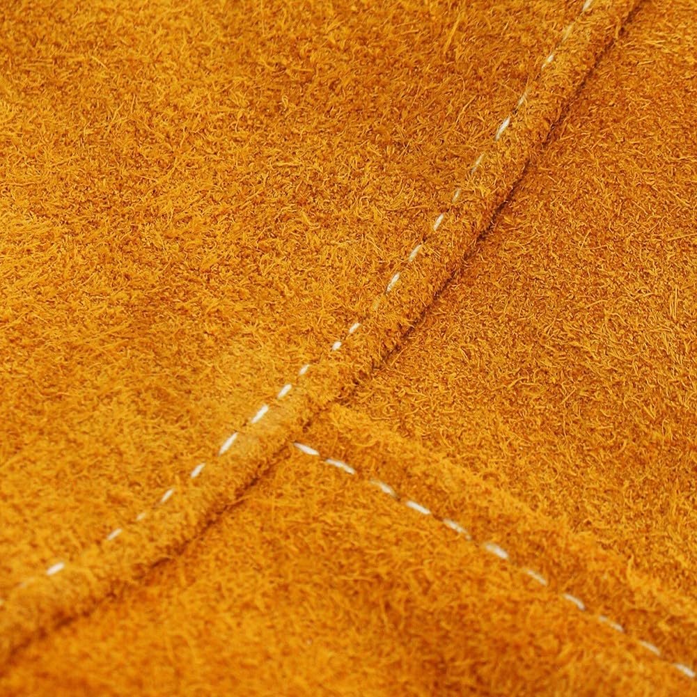 Delantal de Cuero para Soldadura, Delantal de Soldador de Piel de Vacuno Amarillo, 65 x 95 cm, con Correas Ajustables for Cuello y Cintura.