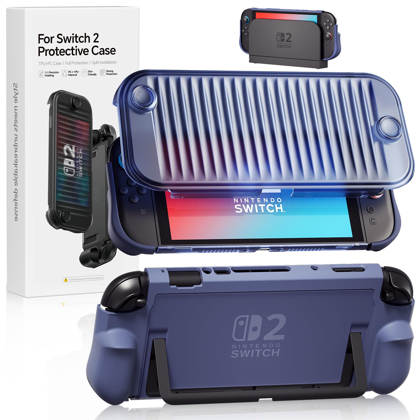 Hülle für Nintendo Switch 2 2025 Modell Mit Schutzhülle,Andockbar integriertes Cover Zubehör [Unicorn Beetle Pro] für Nintendo Switch 2,Slim Case aus TPU mit Anti-Rutsch-Griff (Blau)