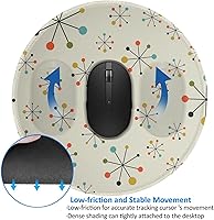 Vista 3 de Mouse Pad Mid Century Fifties Modern Atomic Retro Round Mousepad with Non-Slip Rubber Base and Stitched Edge Mouse Mat for Wireless Computer Laptop