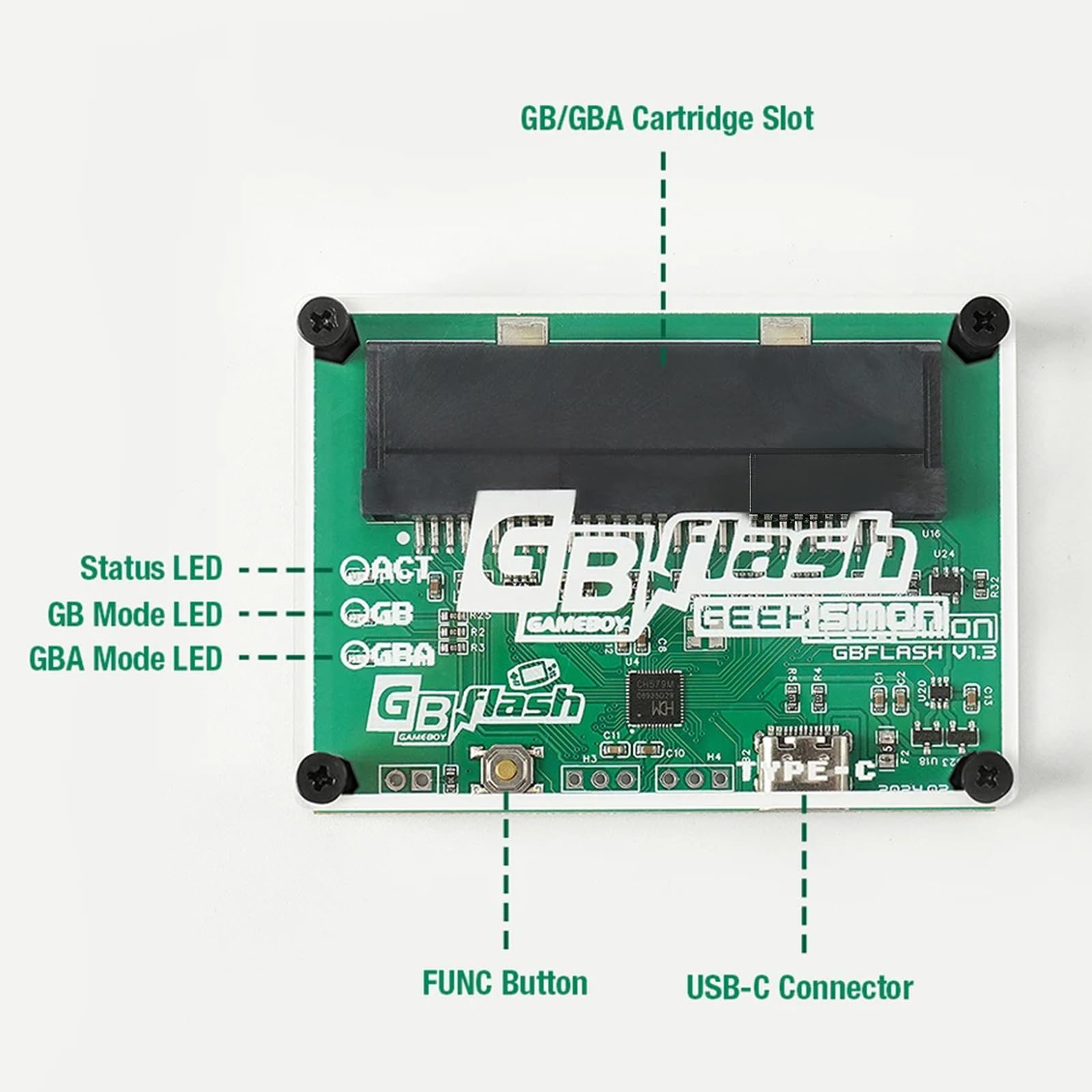 ordinarYone Professioneller Retro Game Cartridge Reader & Writer mit USB Anschluss ROM Backup Geeignet für GBFlash Grün