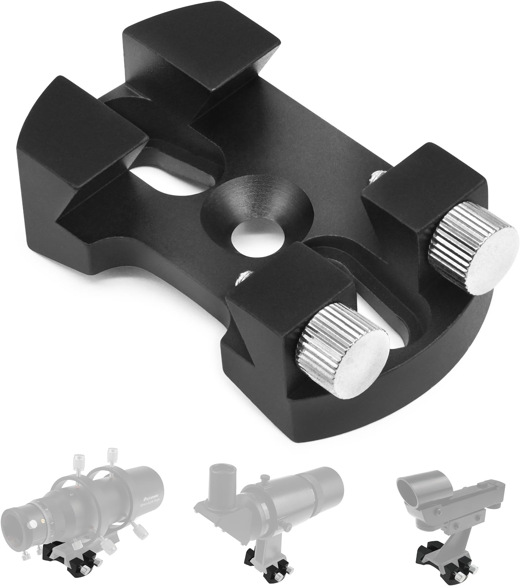 Universal Quick Release Finder Shoe Base for Schmidt Cassegrains and Other Telescope 130-400mm Diameter - for MQR III&IV/Witty One and V-Bracket - Black