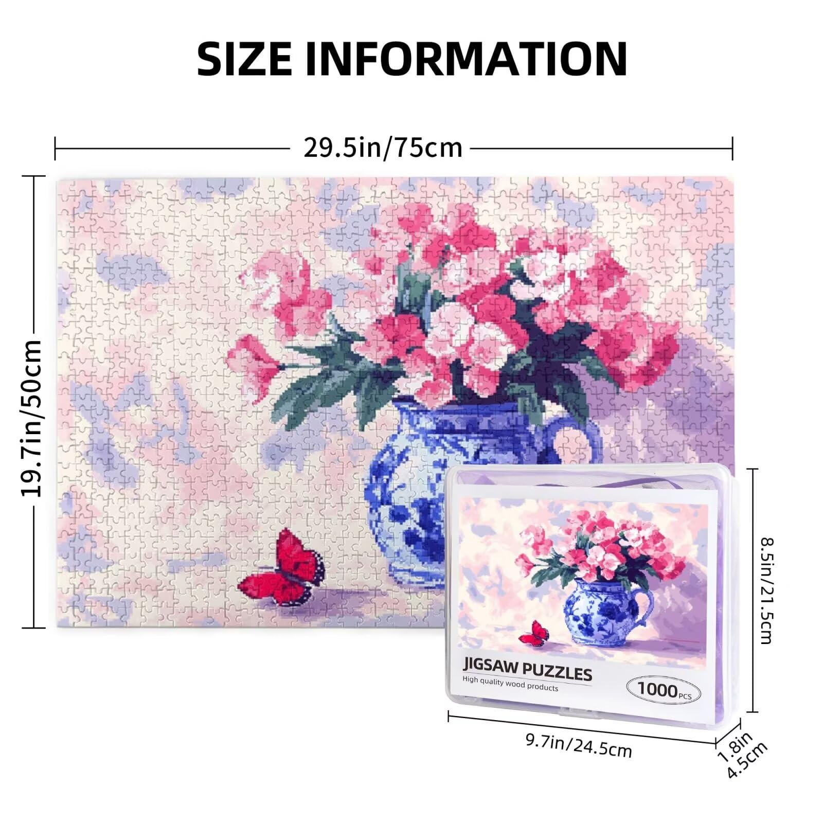 Kwiat Puzzle 4000 Sztuk Motyl Puzzle Dorośli Początkujący z pudełkiem upominkowym, DIY Interaktywne puzzle Rodzinna wymagająca gra, Relief Stres Relief Home Wall Room Decor Art Prezent dla mężczyzn 87