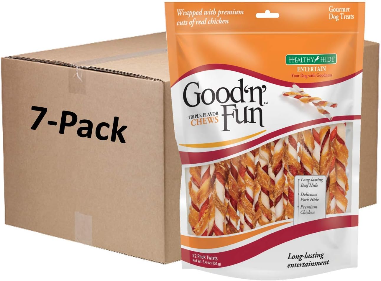 Good 'N' Fun Triple Flavor Twist Rawhide Treats For Dogs