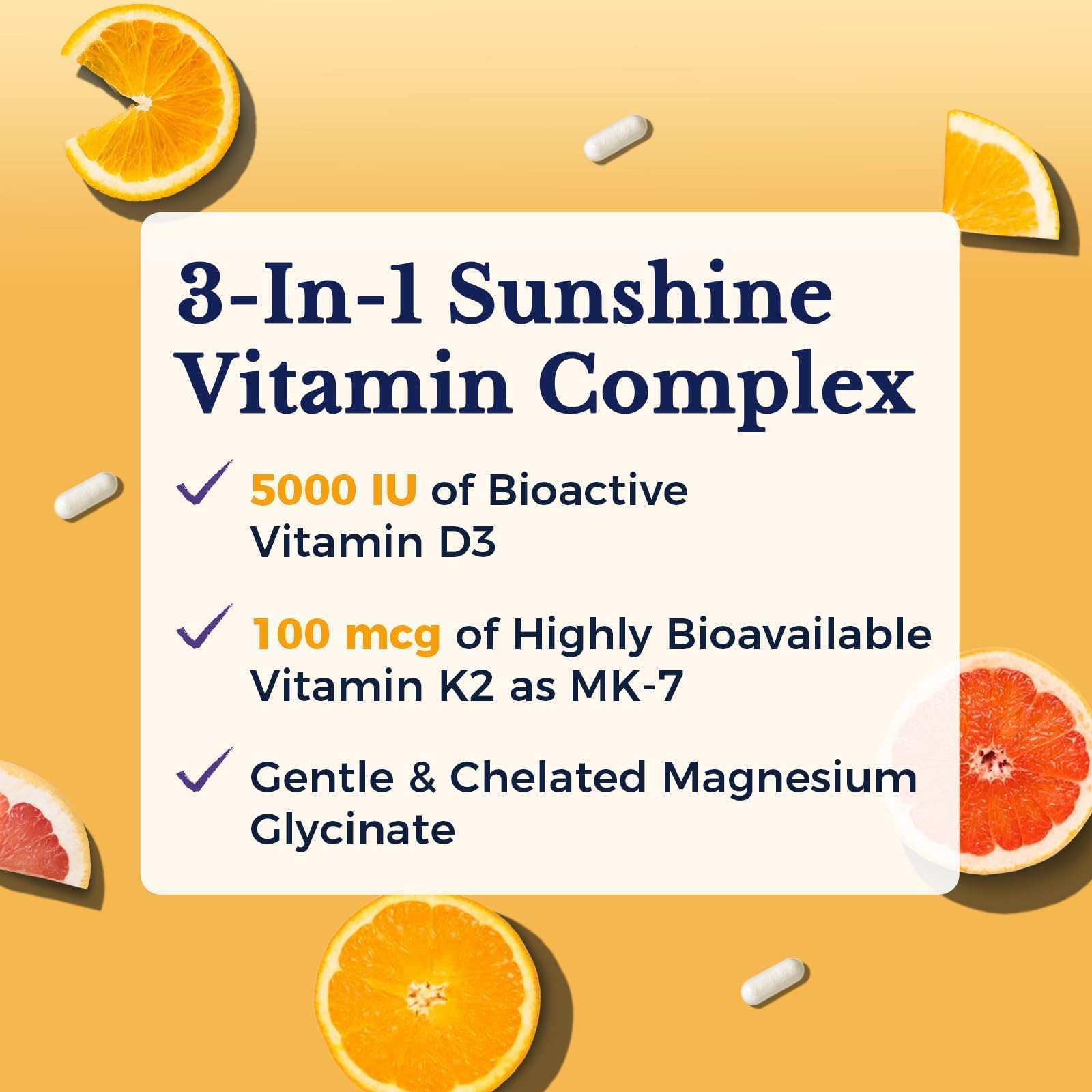 Vitalitown Vitamin D3 K2 with Magnesium, 5000 IU D3, 100 mcg K2 as MK-7, Magnesium Glycinate, Non-GMO, No Gluten, 3-in-1 Formula for Bone, Heart & Immune Health, 60 Capsules — Amazon image 3