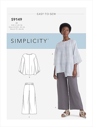 Miniatura 3 de Simplicity R10602  S9149 - Patrones de costura para pantalones y camisetas de mujer, talla K5 (8-10-12-14-16)