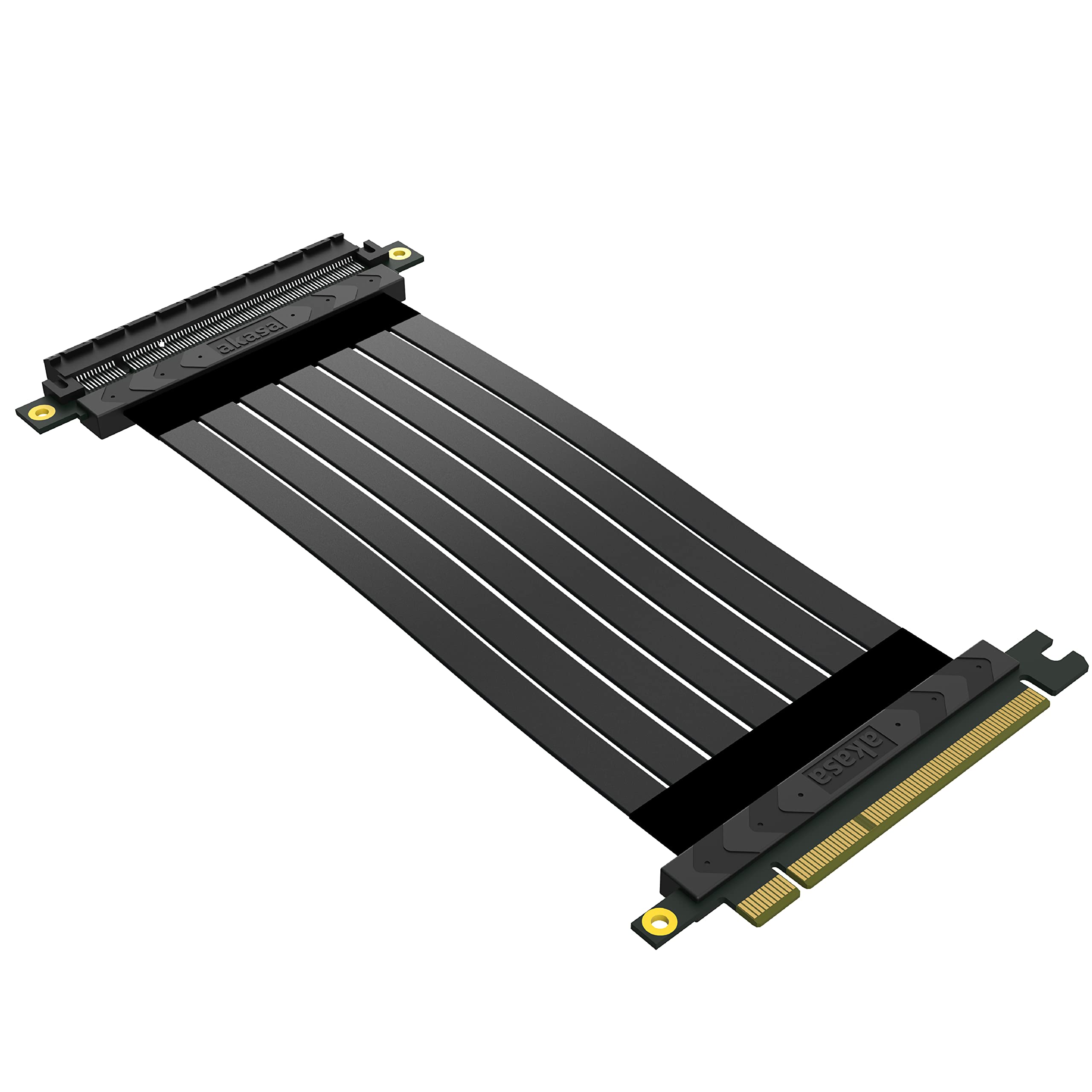 Akasa RISER BLACK X2 Mark IV | Cavo Riser PCIe 4.0 x16 | Cavo di prolunga PCIe | Cavo Riser GPU | Schermatura EMI | 200 mm | Per PC da gioco e computer Modding | AK-CBPE03-20B